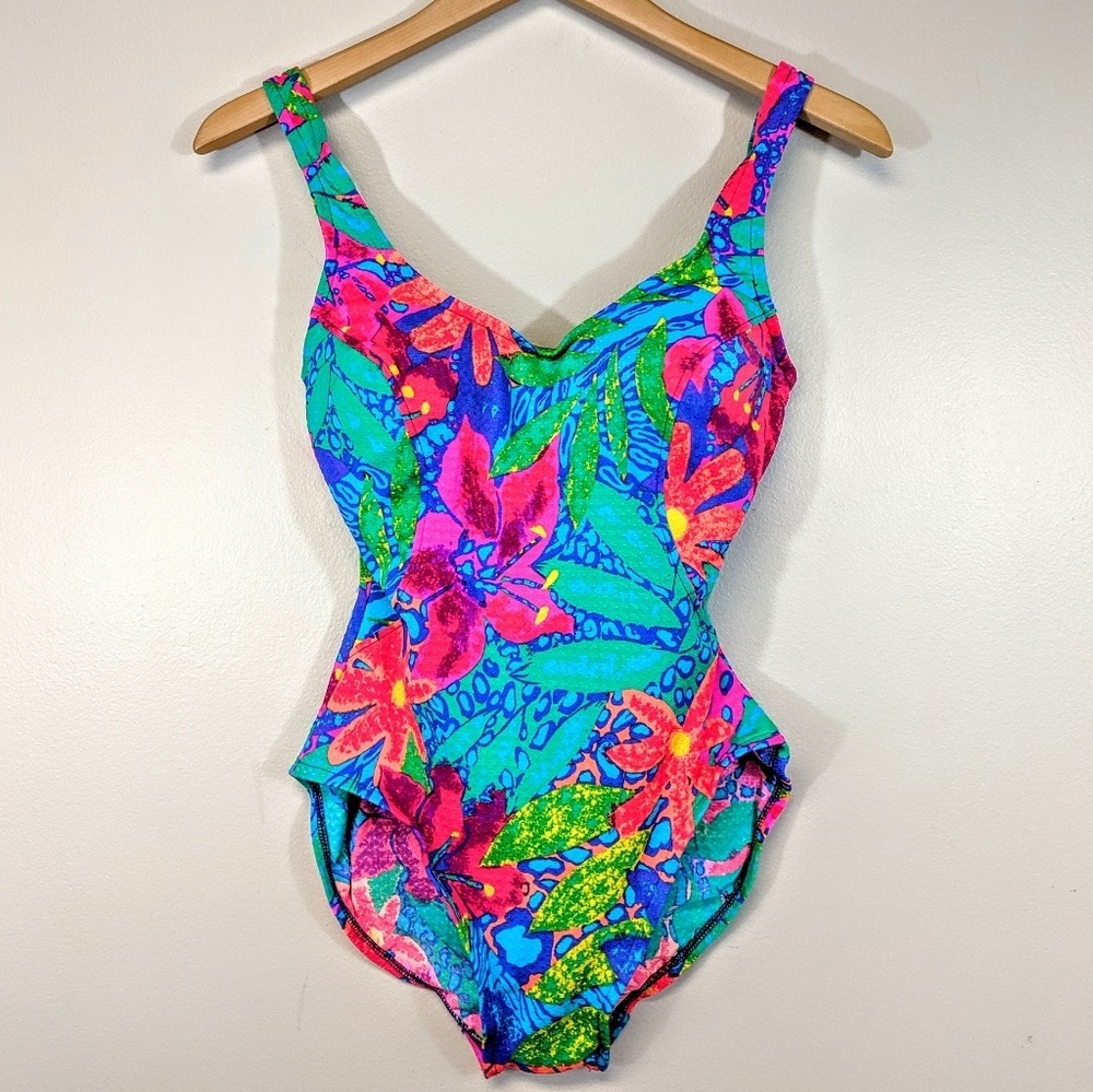 Vintage Tropical Print Swimsuit